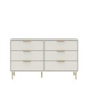 Ver imagem 1 de Cômoda 6 Gavetas Yves 135 cm Off White Fosco Dourado