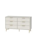 Ver imagem 3 de Cômoda 6 Gavetas Yves 135 cm Off White Fosco Dourado