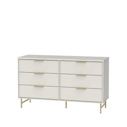 Cômoda 6 Gavetas Yves 135 cm Off White Fosco Dourado - 3