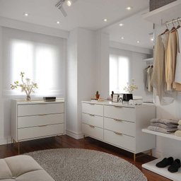 Cômoda 6 Gavetas Yves 135 cm Off White Fosco Dourado - 2