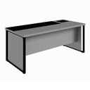 Ver imagem 4 de Escrivaninha Mesa Escritório Diretor com Caixa de Tomadas e Porta Objetos 200cm Corporate Cinza Sagrado E Preto