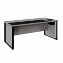 Ver imagem 2 de Escrivaninha Mesa Escritório Diretor com Caixa de Tomadas e Porta Objetos 200cm Corporate Cinza Sagrado E Preto