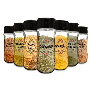 Pote Tempero Kit 16 Potes+24 Etiquetas Adesivas Porta Condimento T130 - Etiqueta Transparente
