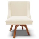 Ver imagem 6 de Poltrona Decorativa Base Giratória de Madeira Firenze Veludo Bege/Natural - Gran Belo