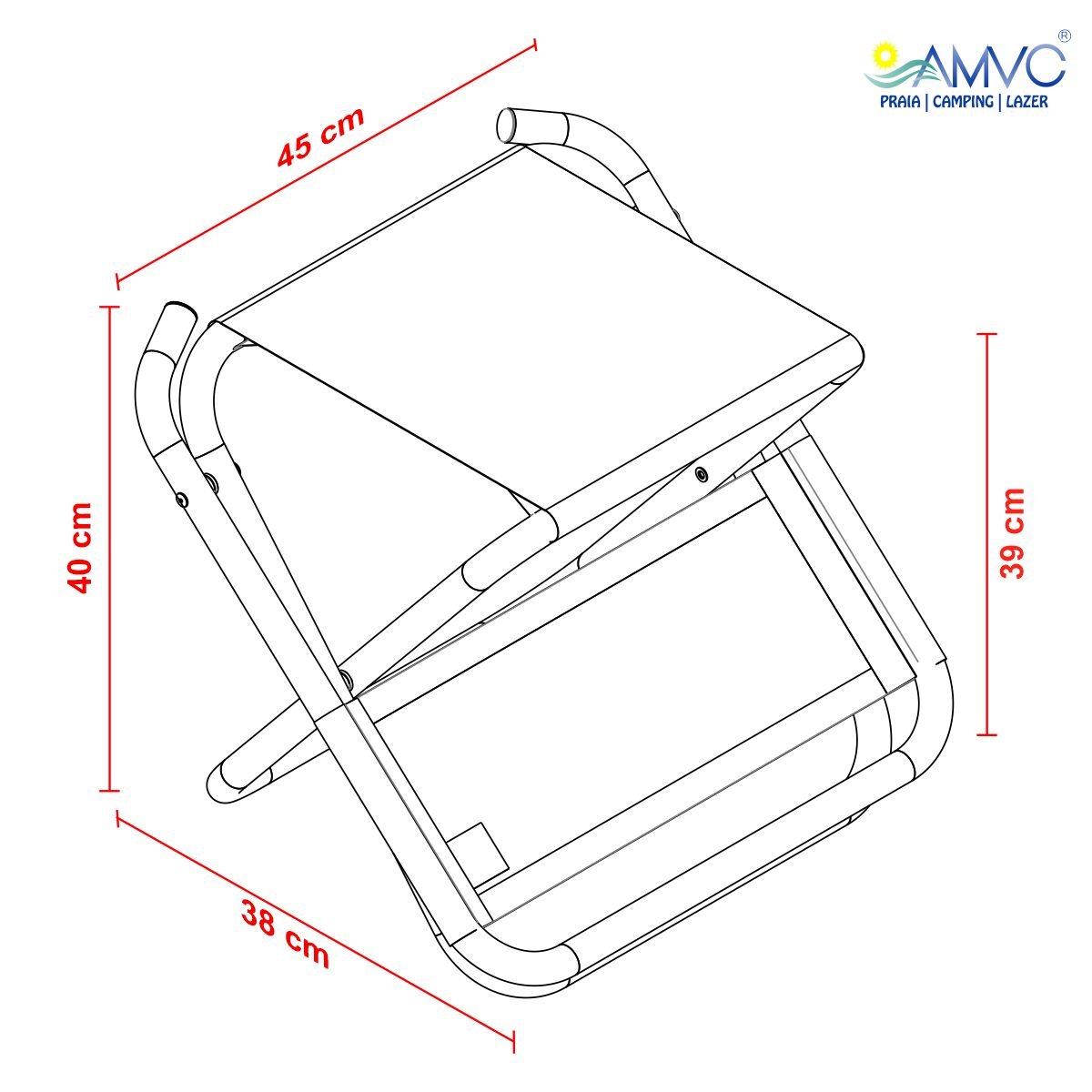 KIT 04 CADEIRA PESCADOR DOBRÁVEL DE ALUMÍNIO AZUL MARINHO - 7
