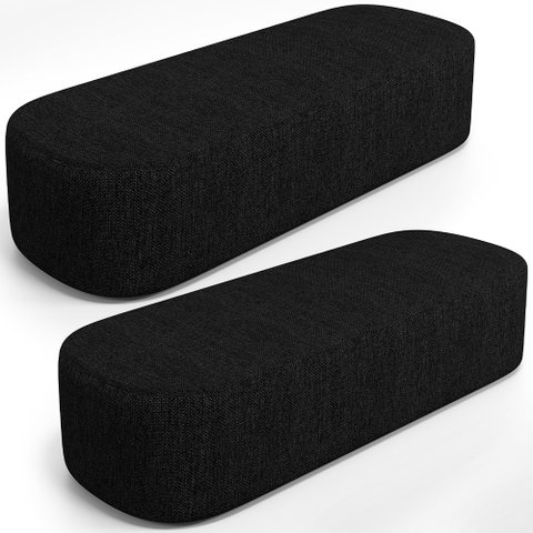 Kit 02 Puffs Decorativos Orgânico para Living Quarto 195cm Doha W01 Linho Chumbo - Lyam Decor