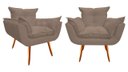Ver imagem 1 de Kit 2 Poltronas Decorativa Opala Suede Capuccino Pés Madeira Ms Decor