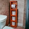 Suporte Organizador Porta Papel Higiênico de Madeira Envernizada de Chão Estilo Rústico Suporte `por - 1