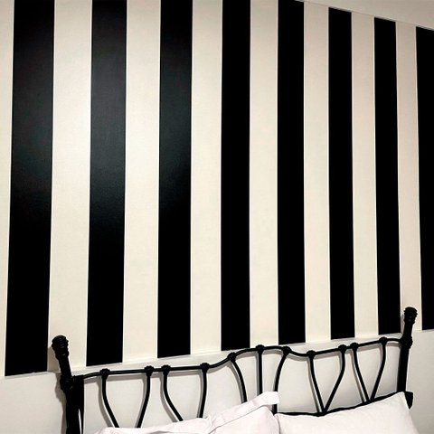 Papel de Parede Listrado Preto e Branco Vinilico Lavável+ Cola para Aplicação