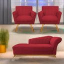 Ver imagem 1 de Kit Diva Recamier Vanessa 140cm Lado Esquerdo e 02 Poltronas Laura Suede - Doce Sonho Móveis RECAMIE