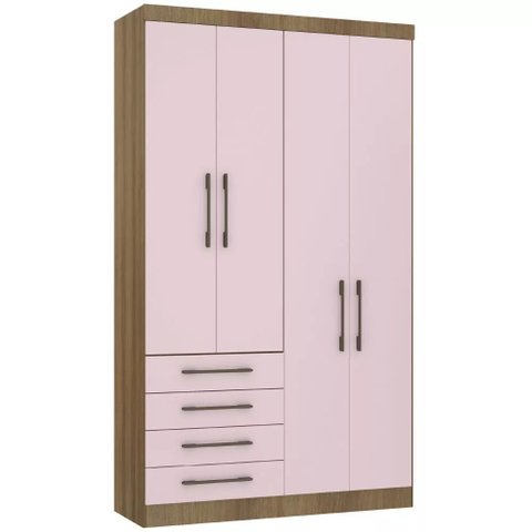 Guarda-roupa Modulado 134,5cm 4 Portas 4 Gavetas Paris Luciane