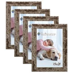 Kit 4 Molduras Porta Retrato 15X21 Marrom - 1 Kit 4 Molduras Porta Retrato 15X21 Marrom - 1