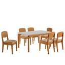 Ver imagem 2 de Conjunto Sala de Jantar Mesa Dublin Tampo Mdf 180cm Canto Copo com Vidro e 6 Cadeira Cleo Yescasa