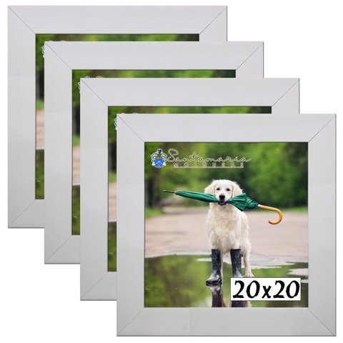 Kit 4 Porta Retrado Molduras 20x20 Branco