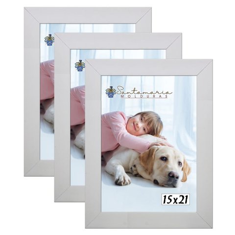 Kit 3 Molduras Porta Retrato 15X21 Branco