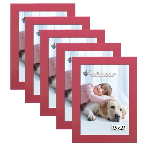 Kit 5 Molduras Porta Retrato 15X21 Rosa
