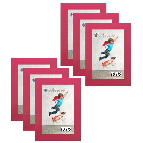 Kit 6 Molduras Porta Retrato 10X15 Rosa