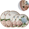 Kit Prato Raso e de Sobremesa de Cerâmica Hortênsias 4 Peças Mesa Posta para 2 Pessoas - Rosa - 1