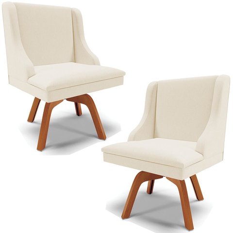 Kit 6 Cadeiras Decorativas Sala de Jantar Base Fixa de Madeira Firenze Suede Grafite/castanho