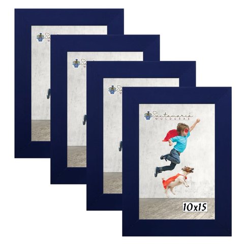 Kit 4 Molduras Porta Retrato 10X15 Azul