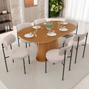 Ver imagem 2 de Mesa Valência com 06 Cadeiras para Sala de Jantar Louise L02 Suede Bege - Lyam Decor