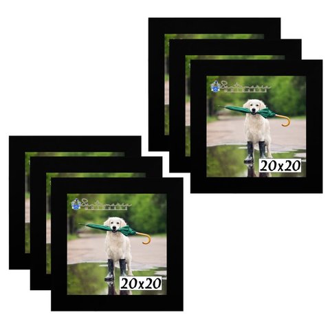 Kit 6 Porta Retrado Molduras 20x20 Preto