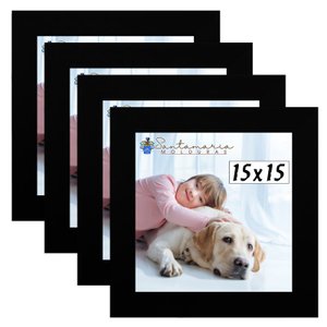 Kit 4 Porta Retrado Molduras 15x15 Preto