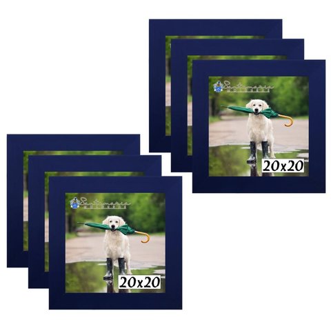 Kit 6 Porta Retrado Molduras 20x20 Azul
