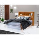 Ver imagem 2 de Cabeceira Casal Zenit 1.40 Nature com Nichos Fixação no Box MDF-MDP Marrom Casah