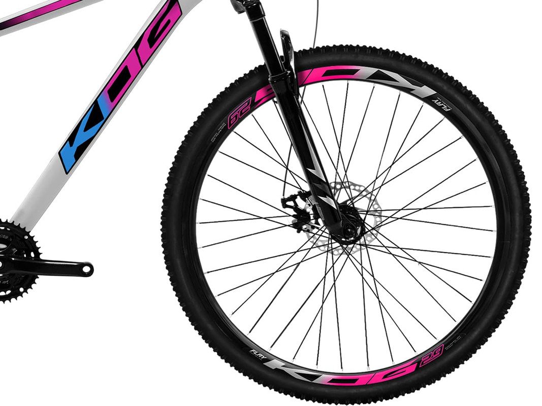 Bicicleta Mtb Aro 29 Kog 21 Velocidades com Freios a Disco Cor:branco+rosa;tamanho:19 - 4