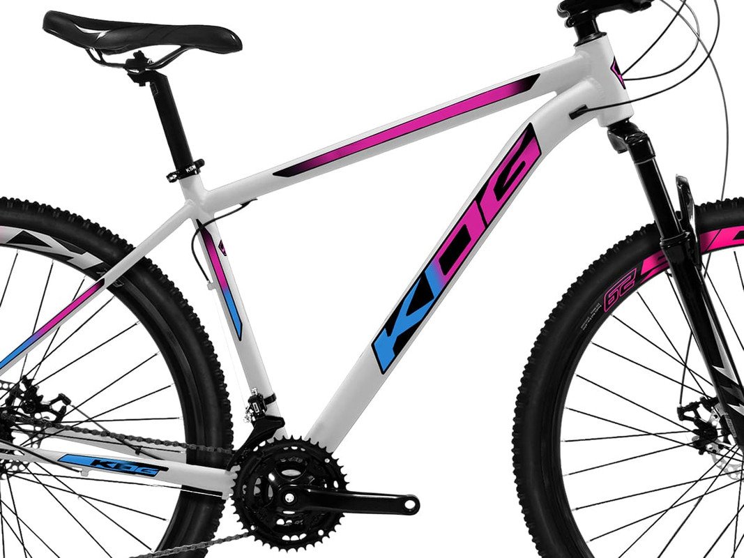 Bicicleta Mtb Aro 29 Kog 21 Velocidades com Freios a Disco Cor:branco+rosa;tamanho:19 - 2
