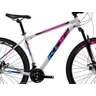 Bicicleta Mtb Aro 29 Kog 21 Velocidades com Freios a Disco Cor:branco+rosa;tamanho:19 - 2