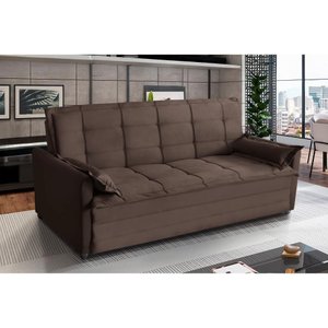 Sofá Cama 3 Lugares 2,00m Suede Vienna Marrom