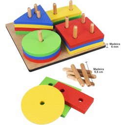 Brinquedo Pedagogico Madeira Prancha de Selecao 16pcs - 5