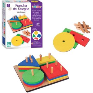 Brinquedo Pedagogico Madeira Prancha de Selecao 16pcs
