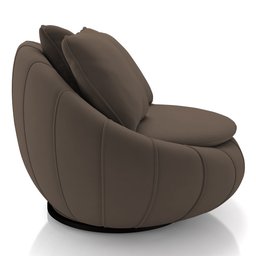 Poltrona Decorativa Redonda Giratória com Almofadas Saphire M22 Veludo Marrom - Mpozenato - 8