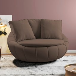 Poltrona Decorativa Redonda Giratória com Almofadas Saphire M22 Veludo Marrom - Mpozenato - 2