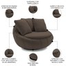 Poltrona Decorativa Redonda Giratória com Almofadas Saphire M22 Veludo Marrom - Mpozenato - 3