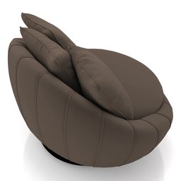 Poltrona Decorativa Redonda Giratória com Almofadas Saphire M22 Veludo Marrom - Mpozenato - 9