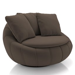 Poltrona Decorativa Redonda Giratória com Almofadas Saphire M22 Veludo Marrom - Mpozenato - 1