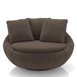 Poltrona Decorativa Redonda Giratória com Almofadas Saphire M22 Veludo Marrom - Mpozenato - 7