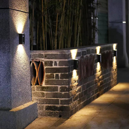 4 Mini Luminária Led Arandela Slim Solar IP65 De Sobrepor Luz Branco Quente 2 Fachos Com Direção Par - 4