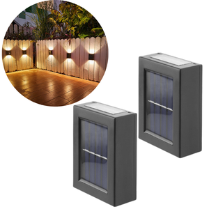 4 Mini Luminária Led Arandela Slim Solar IP65 De Sobrepor Luz Branco Quente 2 Fachos Com Direção Par