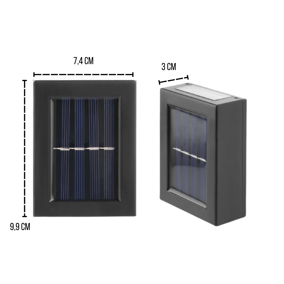 4 Mini Luminária Led Arandela Slim Solar IP65 De Sobrepor Luz Branco Quente 2 Fachos Com Direção Par - 2