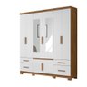 Guarda Roupa 8 Portas Com Espelho 4 Gavetas Naturale Branco - 4