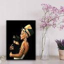 Ver imagem 1 de Quadro Decorativo Nefertiti Com Gato 45x34cm:Madeira branca