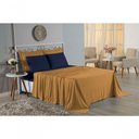 Ver imagem 4 de Jogo de Cama Casal Viúva Nobre 4 Peças Malha 100% Algodão - Cobre / Azul-marinho