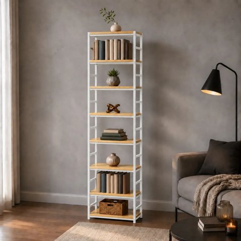 Estante Multiuso Organizador Livreiro Estilo Industrial 180x60 Branco Natural