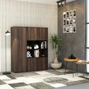 Ver imagem 2 de Armário Alto com Nichos e 05 Portas 161,5x135x42cm Wlan135 Nogal - Preto