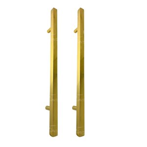 Puxador Dourado Porta Portão Social Box Inox 100cm Quadrado Fineza